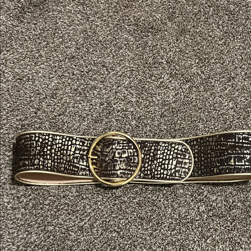 Saks Fifth Avenue Gold and Brown Textured Belt - Picture 2 of 6
